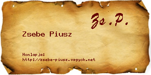 Zsebe Piusz névjegykártya